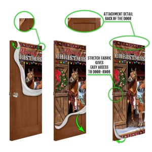 Horses Merry Christmas Door Cover Christmas Horse Decor Unique Gifts Doorcover 6