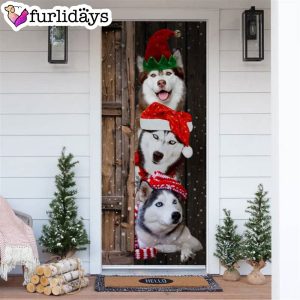 Husky Christmas Door Cover Xmas Gifts For Pet Lovers Christmas Gift For Friends