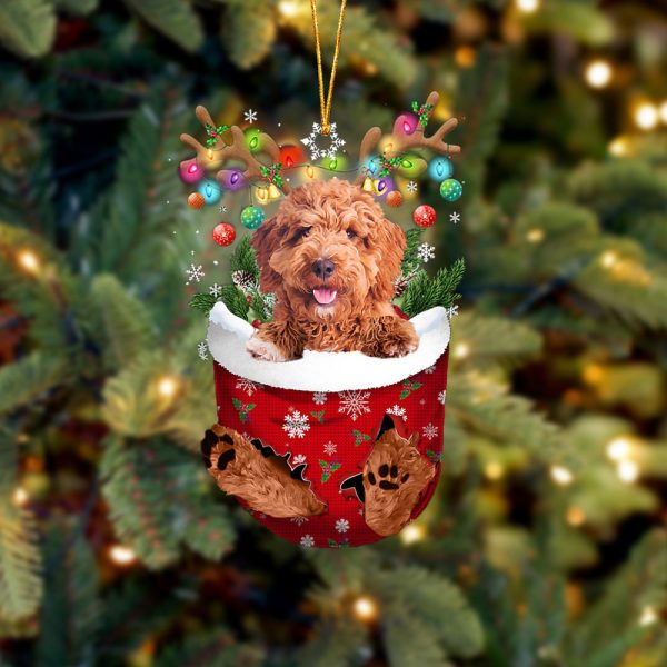 Irish Doodle In Snow Pocket Christmas Ornament – Two Sided Christmas Plastic Hanging