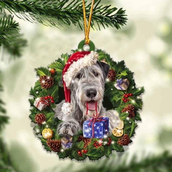 Irish Wolfhound And Christmas Ornament – Acrylic Dog Ornament – Gifts For Dog Lovers