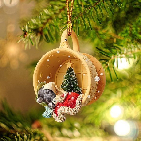 Irish Wolfhound Sleeping In A Tiny Cup Christmas Holiday Two Sided Ornament – Best Gifts for Dog Lovers
