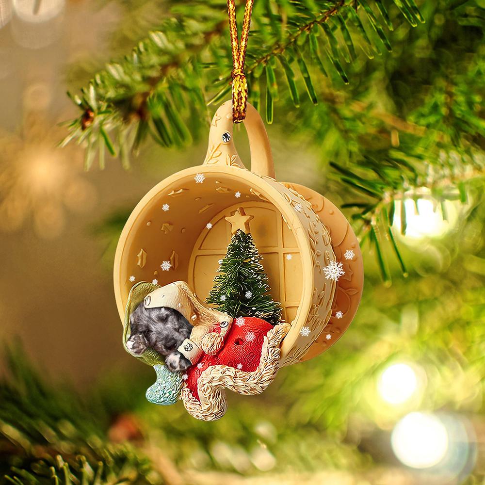 Irish Wolfhound Sleeping In A Tiny Cup Christmas Holiday Two Sided Ornament - Best Gifts for Dog Lovers