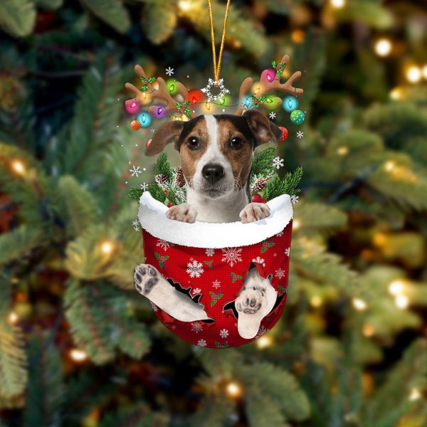 Jack Russell Terrier 1 In Snow Pocket Christmas Ornament – Two Sided Christmas Plastic Hanging