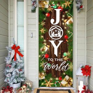 Joy To The World Christmas Door Cover Unique Gifts Doorcover Holiday Decor 1