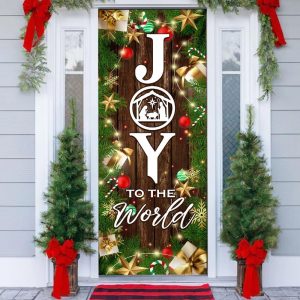 Joy To The World Christmas Door Cover Unique Gifts Doorcover Holiday Decor 2