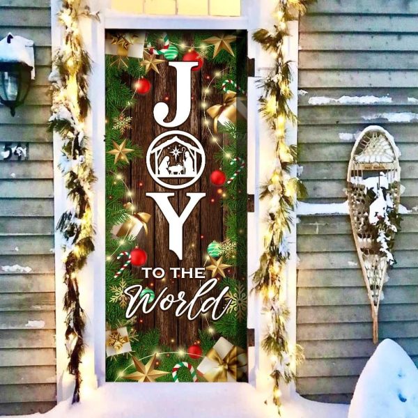 Joy To The World Christmas Door Cover – Unique Gifts Doorcover – Holiday Decor