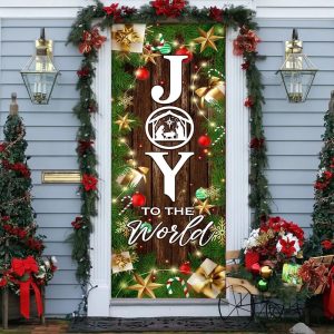 Joy To The World Christmas Door Cover Unique Gifts Doorcover Holiday Decor 4