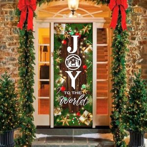 Joy To The World Christmas Door Cover Unique Gifts Doorcover Holiday Decor 5