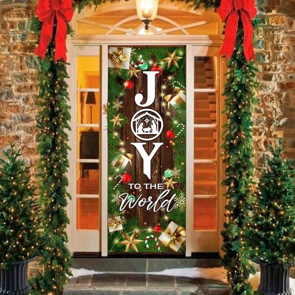 Joy To The World Christmas Door Cover – Unique Gifts Doorcover – Holiday Decor