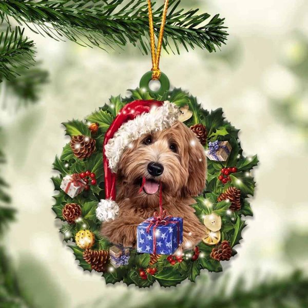 Labradoodle And Christmas Ornament – Acrylic Dog Ornament – Gifts For Dog Lovers
