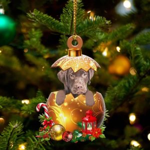 Labrador-Chocolate In Golden Egg Christmas Ornament…