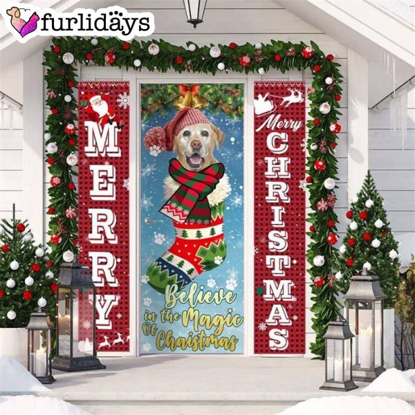 Labrador Believe In The Magic Of Christmas Door Cover – Xmas Gifts For Pet Lovers – Christmas Gift For Friends