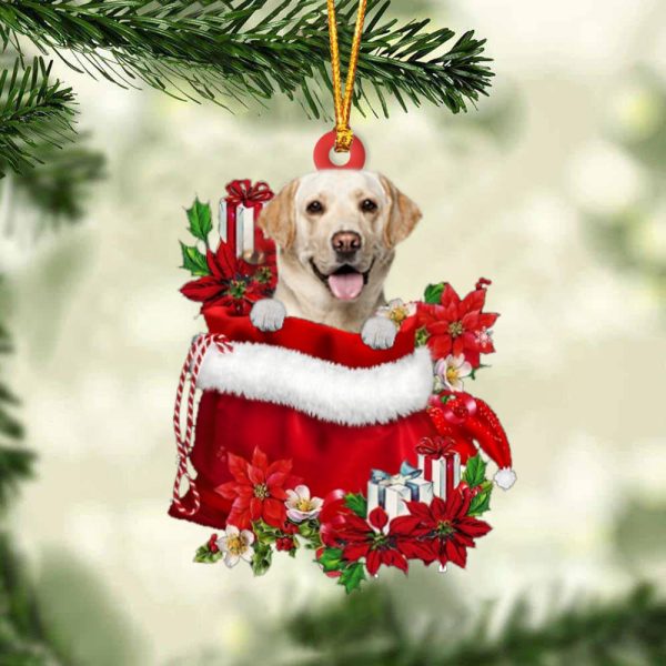 Labrador Retriever In Gift Bag Christmas Ornament – Car Ornaments – Gift For Dog Lovers