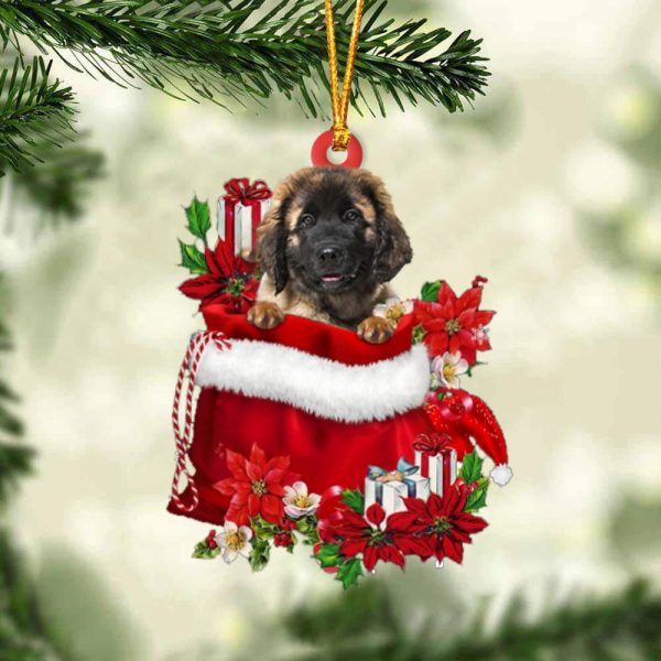 Leonberger In Gift Bag Christmas Ornament – Car Ornaments – Gift For Dog Lovers