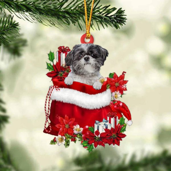 Lhasa Apso In Gift Bag Christmas Ornament – Car Ornaments – Gift For Dog Lovers