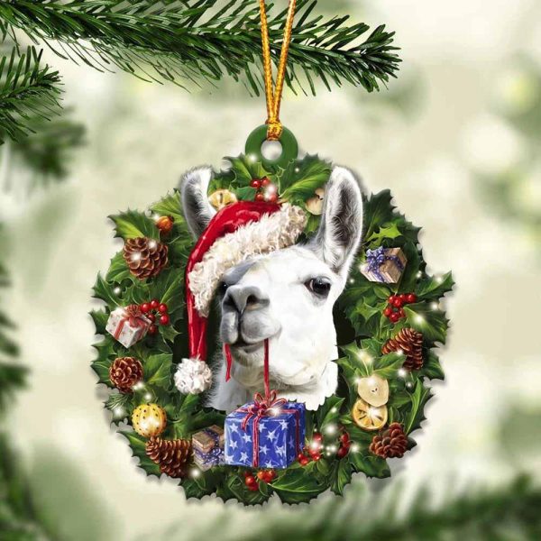 Llama And Christmas Ornament – Acrylic Llama Ornament – Gifts For Animals Lovers