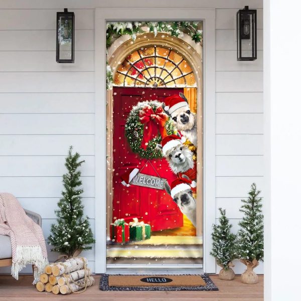 Llama Christmas Door Cover – Unique Gifts Doorcover – Christmas Gift For Friends