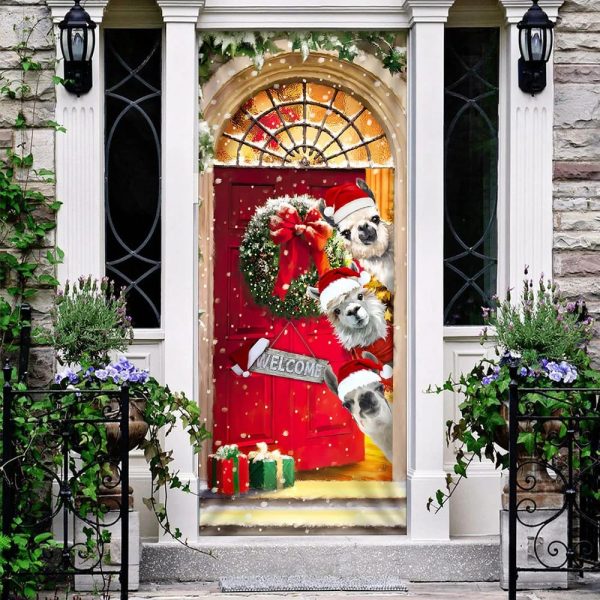 Llama Christmas Door Cover – Unique Gifts Doorcover – Christmas Gift For Friends