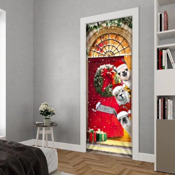 Llama Christmas Door Cover – Unique Gifts Doorcover – Christmas Gift For Friends