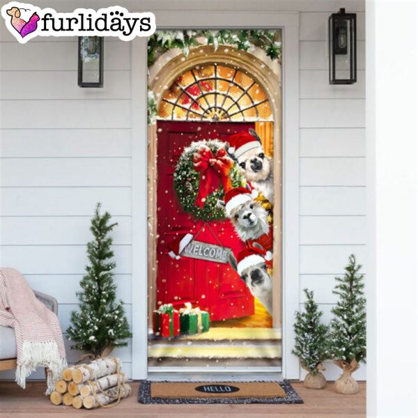 Llama Christmas Door Cover – Unique Gifts Doorcover – Christmas Gift For Friends