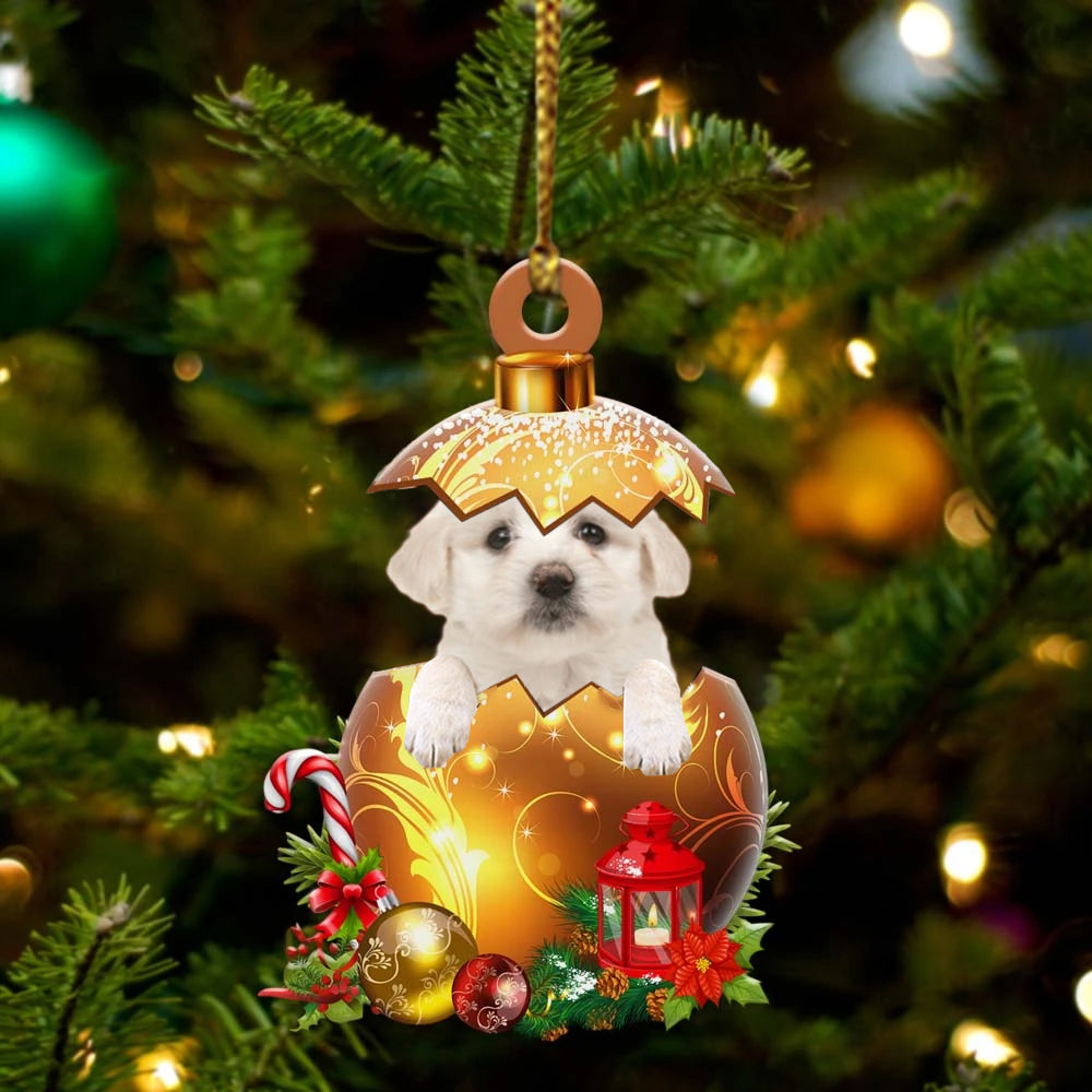 Maltese2 In Golden Egg Christmas Ornament - Car Ornament - Unique Dog Gifts For Owners