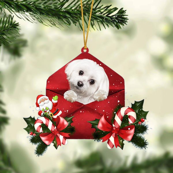 Maltese Christmas Letter Ornament – Car Ornament – Gifts For Pet Owners
