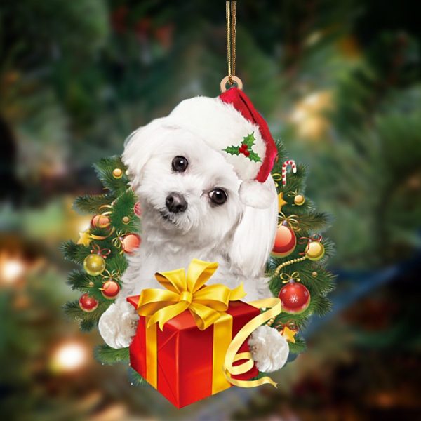 Maltese Give Gifts Hanging Ornament – Flat Acrylic Dog Ornament – Dog Lovers Gifts For Him Or Her