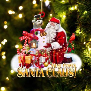 Maltese With Santa Clause Christmas Ornament…