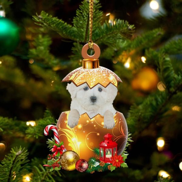 Maltipoo In Golden Egg Christmas Ornament – Car Ornament – Unique Dog Gifts For Owners