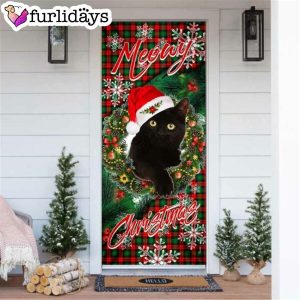 Meowy Christmas Door Cover Black Cat Door Cover 6