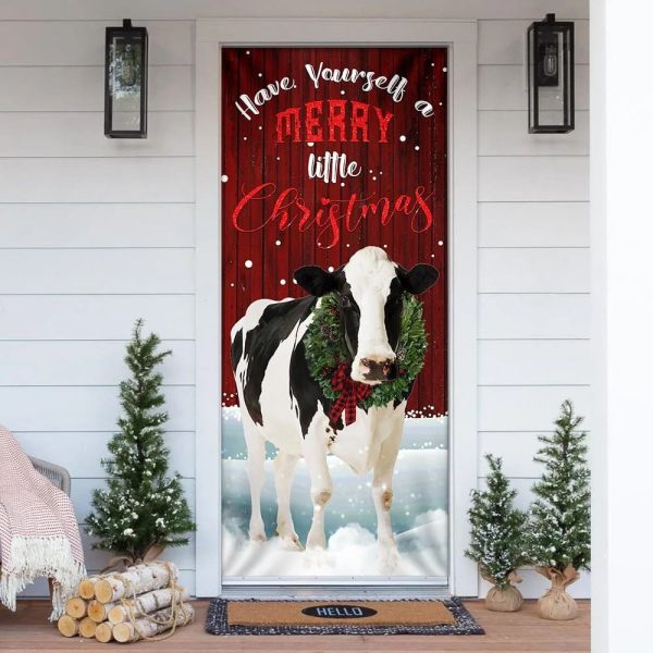 Merrry Christmas Cattle Door Cover – Unique Gifts Doorcover – Holiday Decor