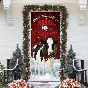 Merrry Christmas Cattle Door Cover Unique Gifts Doorcover Holiday Decor 4