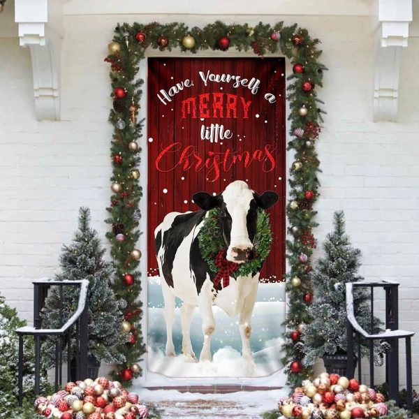 Merrry Christmas Cattle Door Cover – Unique Gifts Doorcover – Holiday Decor