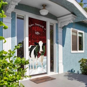 Merrry Christmas Cattle Door Cover Unique Gifts Doorcover Holiday Decor 5