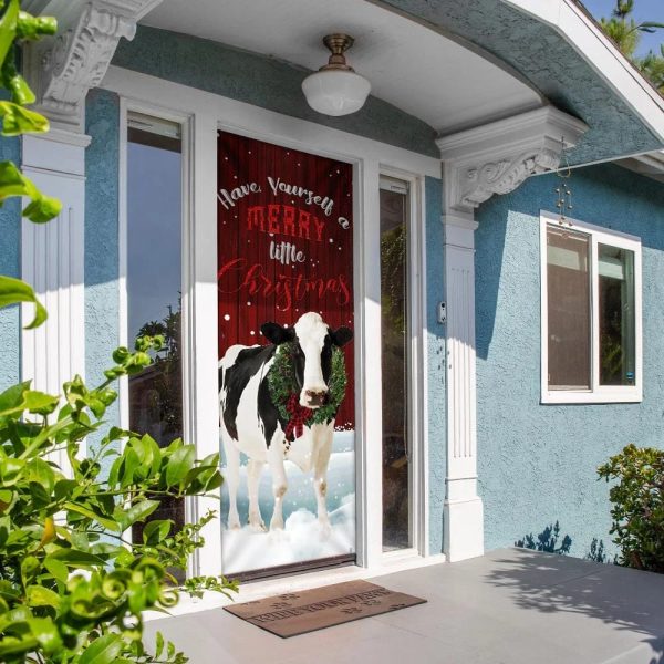 Merrry Christmas Cattle Door Cover – Unique Gifts Doorcover – Holiday Decor