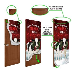 Merrry Christmas Cattle Door Cover Unique Gifts Doorcover Holiday Decor 6