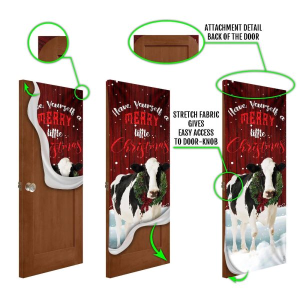 Merrry Christmas Cattle Door Cover – Unique Gifts Doorcover – Holiday Decor