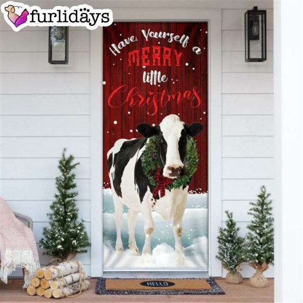 Merrry Christmas Cattle Door Cover – Unique Gifts Doorcover – Holiday Decor