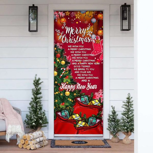 Merry Christmas And Happy New Year Door Cover – Light Pray Door Cover – Unique Gifts Doorcover