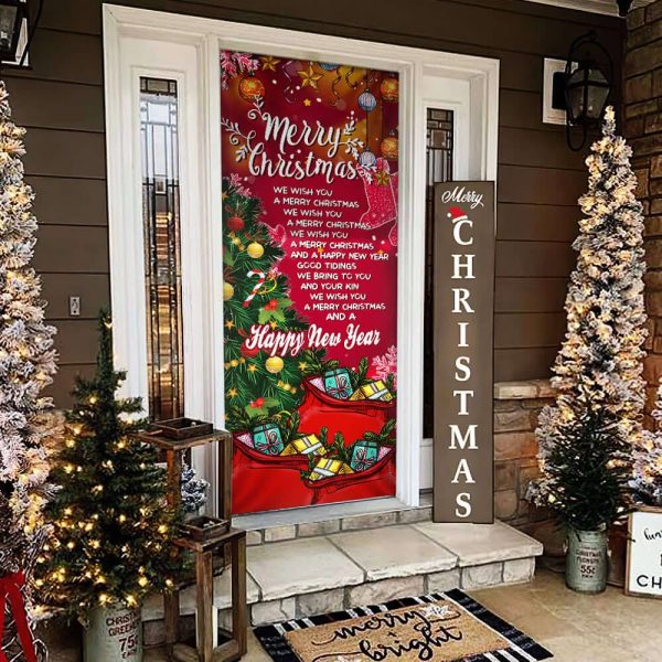 Merry Christmas And Happy New Year Door Cover – Light Pray Door Cover – Unique Gifts Doorcover