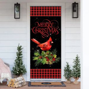 Merry Christmas Cardinal Door Cover Cardinal Christmas Decor Christmas Door Cover Decorations 1