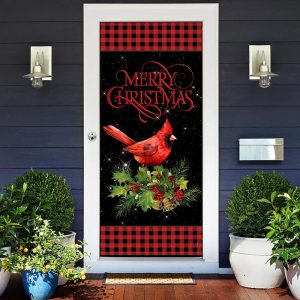 Merry Christmas Cardinal Door Cover Cardinal Christmas Decor Christmas Door Cover Decorations 2
