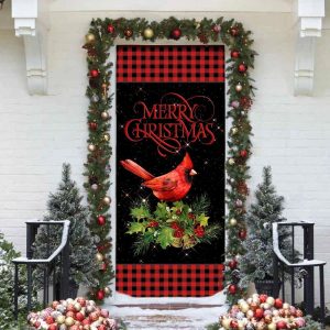 Merry Christmas Cardinal Door Cover Cardinal Christmas Decor Christmas Door Cover Decorations 4