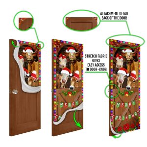 Merry Christmas Door Cover Cow Cattle Door Cover Unique Gifts Doorcover 5