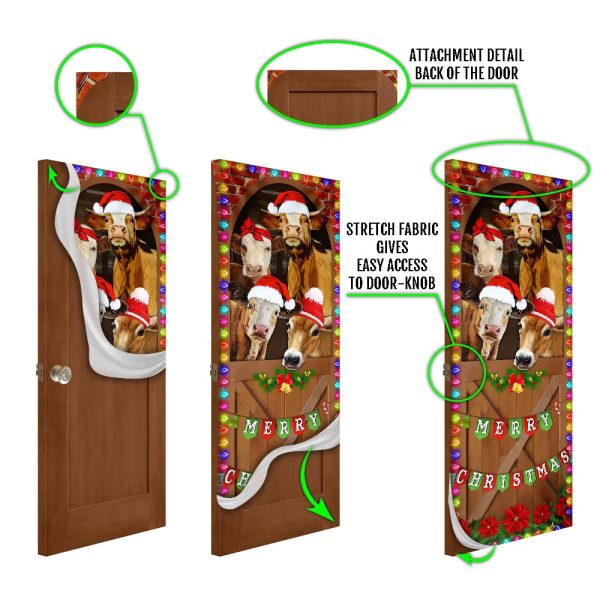 Merry Christmas Door Cover – Cow Cattle Door Cover – Unique Gifts Doorcover