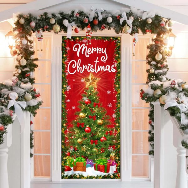 Merry Christmas Door Cover Christmas Tree Decor – Unique Gifts Doorcover