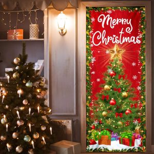 Merry Christmas Door Cover Christmas Tree Decor Unique Gifts Doorcover 2