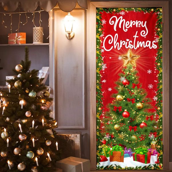 Merry Christmas Door Cover Christmas Tree Decor – Unique Gifts Doorcover
