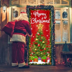 Merry Christmas Door Cover Christmas Tree Decor Unique Gifts Doorcover 4