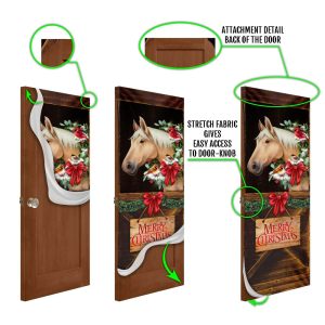 Merry Christmas Horse In Stable Door Cover Christmas Horse Decor Christmas Outdoor Decoration 6